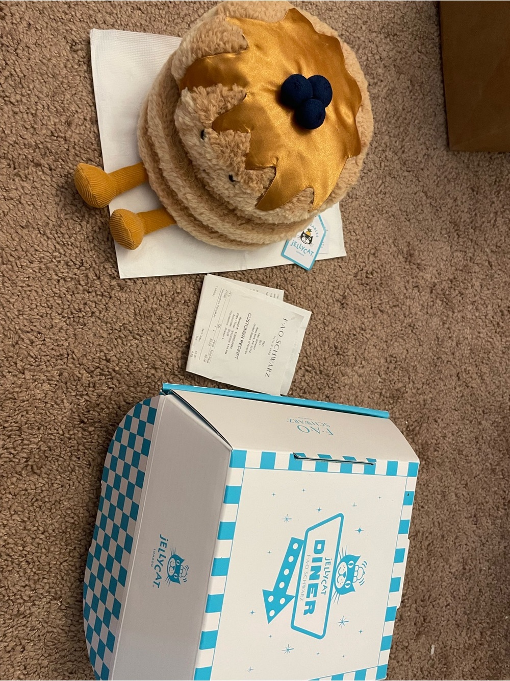 Jellycat Golden & Cream Stackable Pancake Plush with Navy Berry